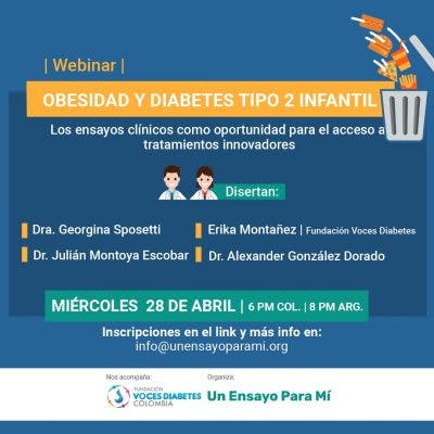 Encuentro virtual sobre Obesidad y diabetes Infantil, Colombia / Miércoles 28 Abril 6PM